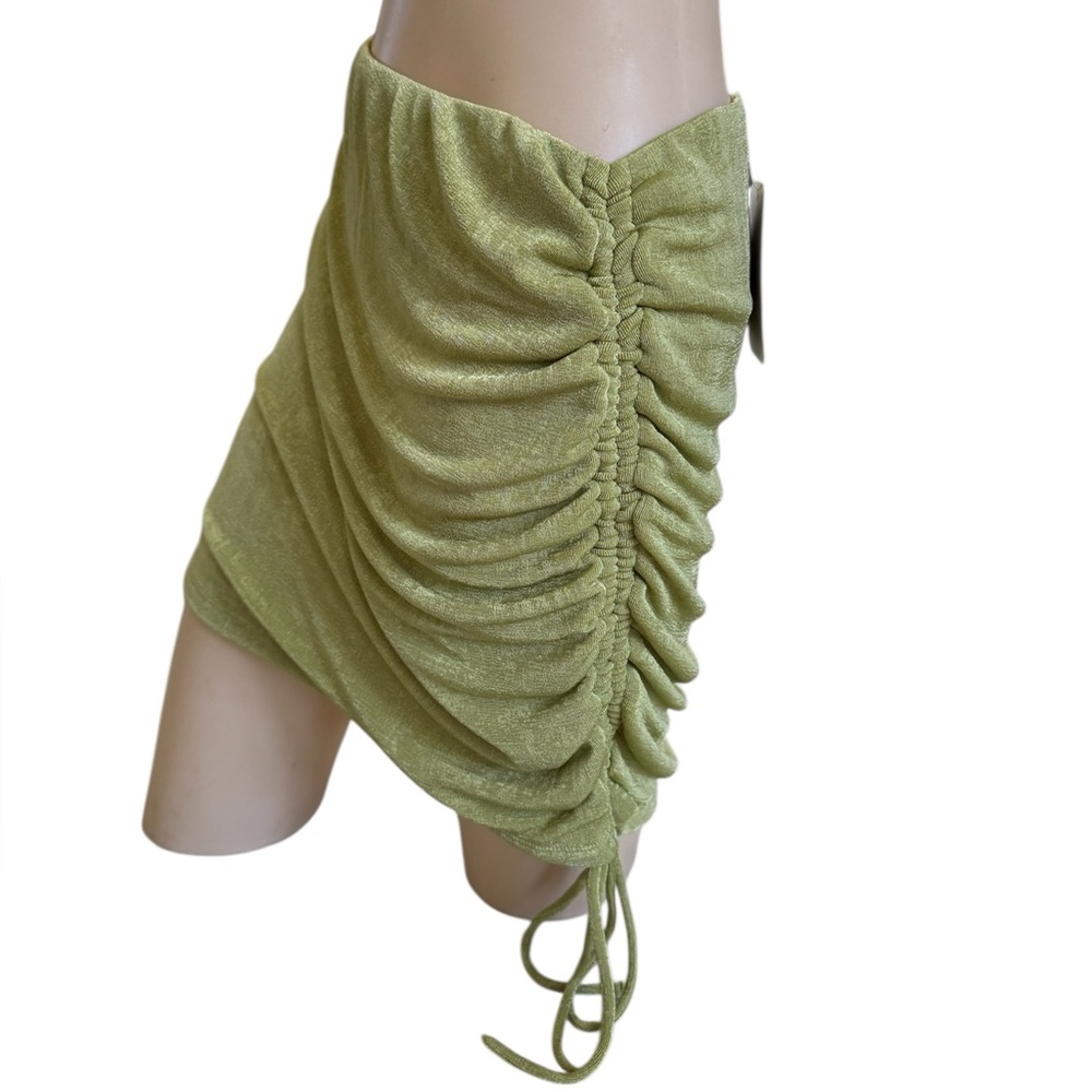 Elodie Green Ruched Women's Mini Skirt size L NWT